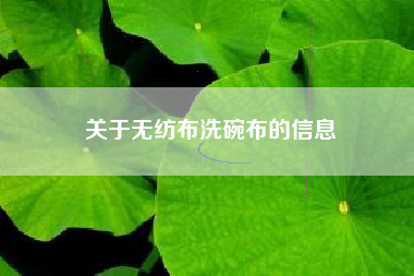 关于无纺布洗碗布的信息