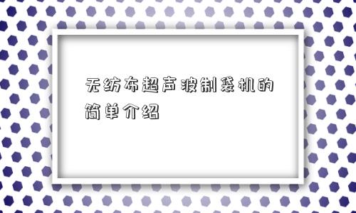 无纺布超声波制袋机的简单介绍 无纺布超声波制袋机的简单介绍