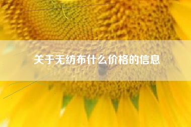 关于无纺布什么价格的信息 关于无纺布什么价格的信息