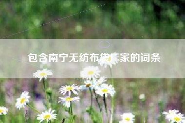 包括南宁无纺布袋厂家的词条
