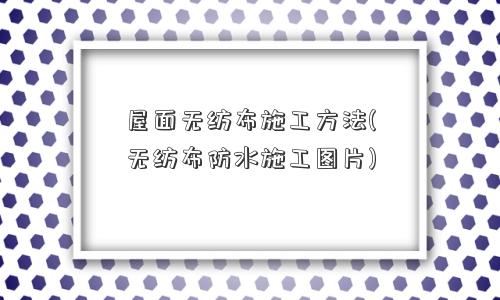 屋面无纺布施工方法(无纺布防水施工图片)