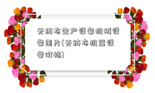 无纺布生产设备机械设备图片(无纺布机器设备价格)