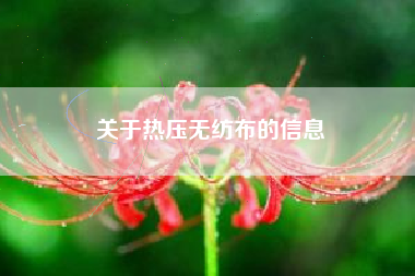 关于热压无纺布的信息