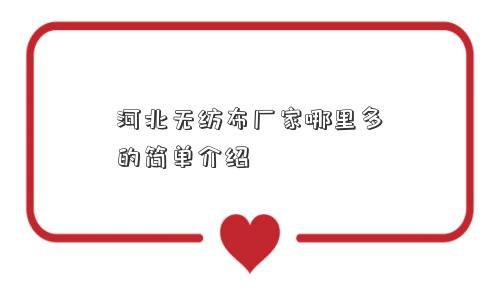 河北无纺布厂家哪里多的简单介绍