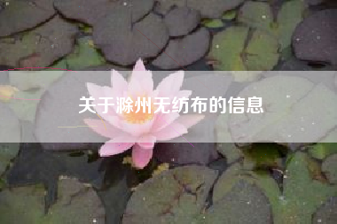 关于滁州无纺布的信息