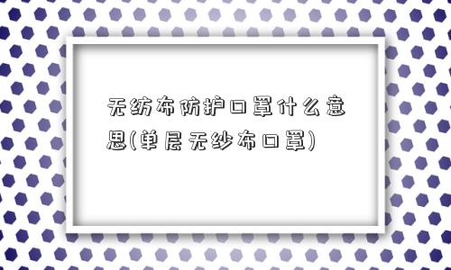 无纺布防护口罩什么意思(单层无纱布口罩)