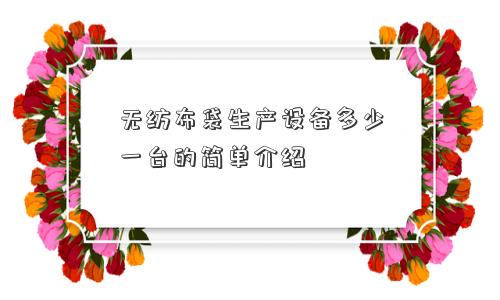 无纺布袋生产设备多少一台的简单介绍