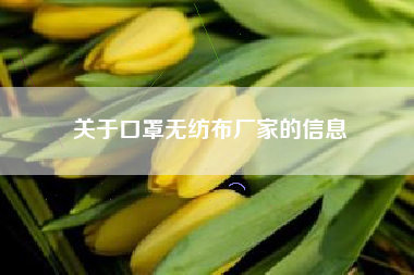 关于口罩无纺布厂家的信息