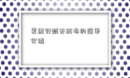 夏原针刺无纺布的简单介绍 夏原针刺无纺布的简单介绍
