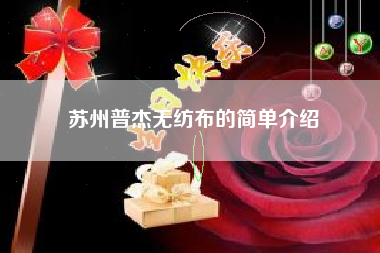 苏州普杰无纺布的简单介绍