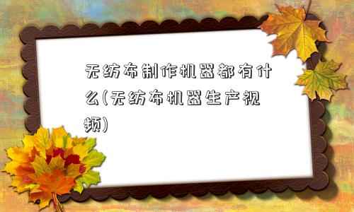 无纺布制作机器都有什么(无纺布机器生产视频)