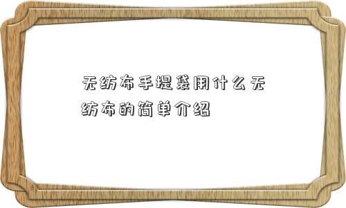 无纺布手提袋用什么无纺布的简单介绍
