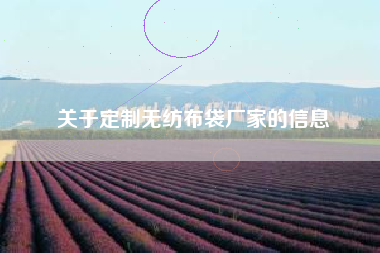 关于定制无纺布袋厂家的信息