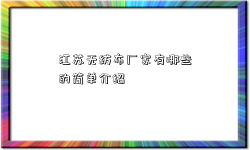 江苏无纺布厂家有哪些的简单介绍