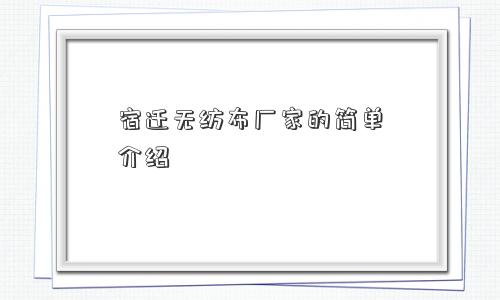 宿迁无纺布厂家的简单介绍