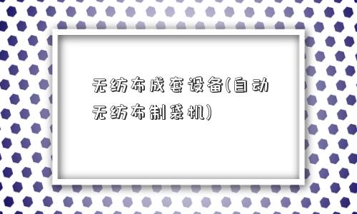 无纺布成套设备(自动无纺布制袋机)