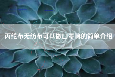丙纶布无纺布可以做口罩嘛的简单介绍 丙纶布无纺布可以做口罩嘛的简单介绍