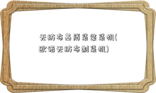 无纺布基质袋装袋机(欧诺无纺布制袋机)