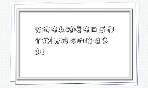 无纺布和熔喷布口罩哪个好(无纺布的价格多少)