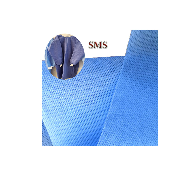 厂家直销SMS无纺布SSMMS面料蓝色PP丙纶防水纺粘手术衣隔离服