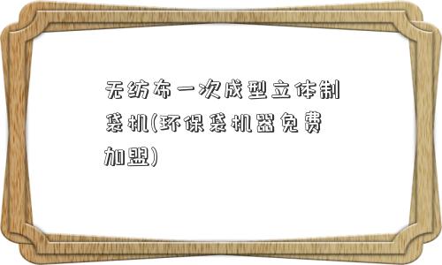 无纺布一次成型立体制袋机(环保袋机器免费加盟)