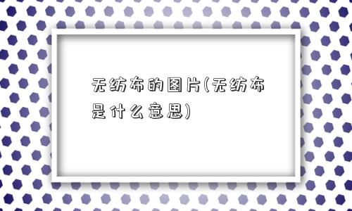 无纺布的图片(无纺布是什么意思)