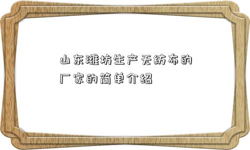 山东潍坊生产无纺布的厂家的简单介绍