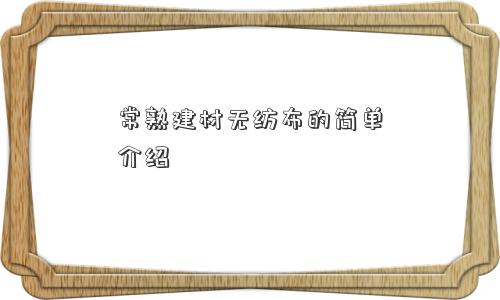 常熟建材无纺布的简单介绍