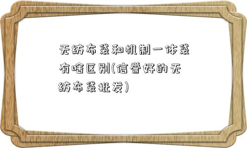 无纺布袋和机制一体袋有啥区别(信誉好的无纺布袋批发)