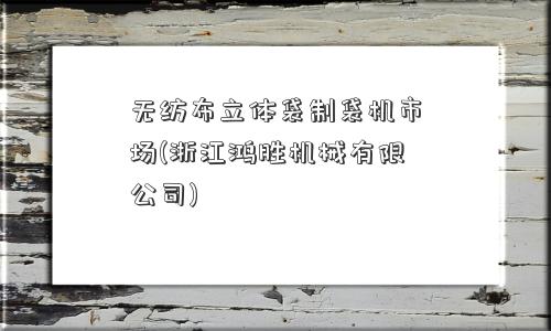 无纺布立体袋制袋机市场(浙江鸿胜机械有限公司)