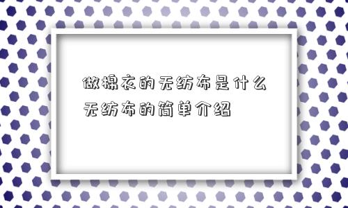 做棉衣的无纺布是什么无纺布的简单介绍