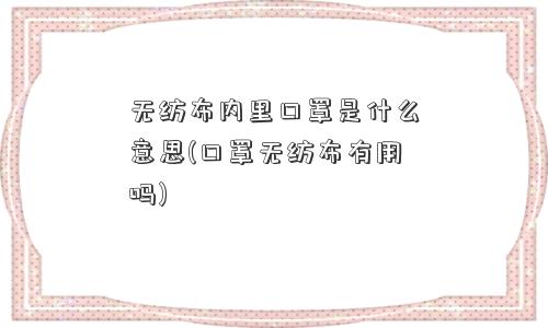 无纺布内里口罩是什么意思(口罩无纺布有用吗)