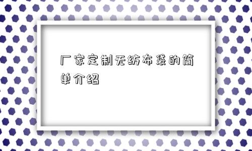 厂家定制无纺布袋的简单介绍