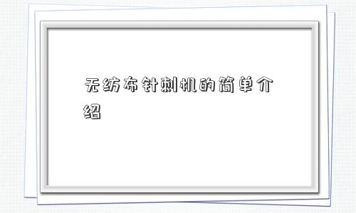 无纺布针刺机的简单介绍