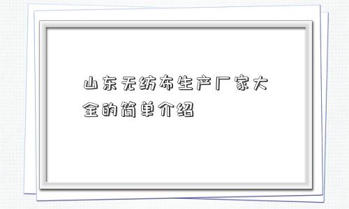 山东无纺布生产厂家大全的简单介绍