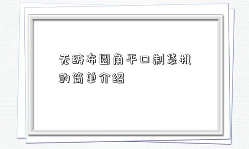 无纺布圆角平口制袋机的简单介绍