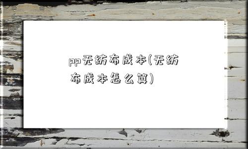 pp无纺布成本(无纺布成本怎么算)