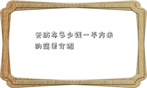 无纺布多少钱一平方米的简单介绍