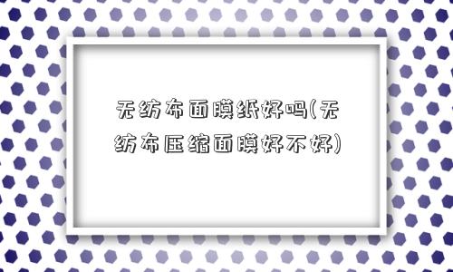 无纺布面膜纸好吗(无纺布压缩面膜好不好)