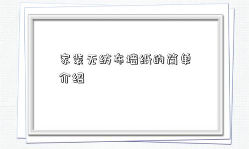 家装无纺布墙纸的简单介绍