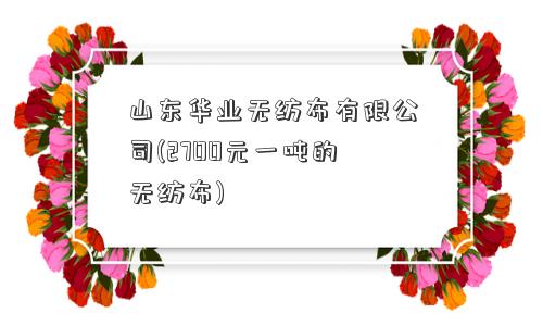 山东华业无纺布有限公司(2700元一吨的无纺布)